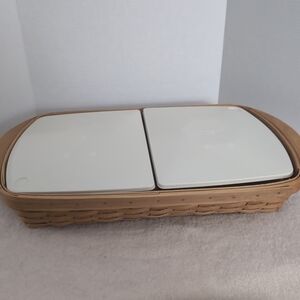 LONGABERGER BASKET "SERVE IT UP" HOSTESS SET W/DIVIDED INSERTS AND LIDS, TRAY
